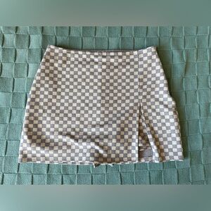Le Lis Blue and White Checkered Mini Skirt
